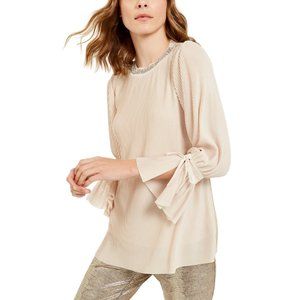 NEW Alfani Textured-Stripe Embellished-Neck Tunic